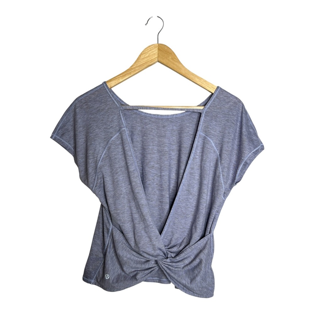 Lululemon Twist Back Open Back Tee Heathered Lavender Dusk Size XS/S